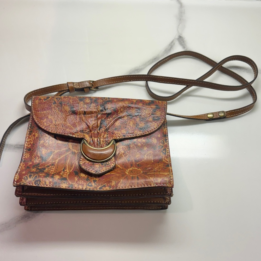 Patricia Nash Brown and Tan Crossbody Bag
